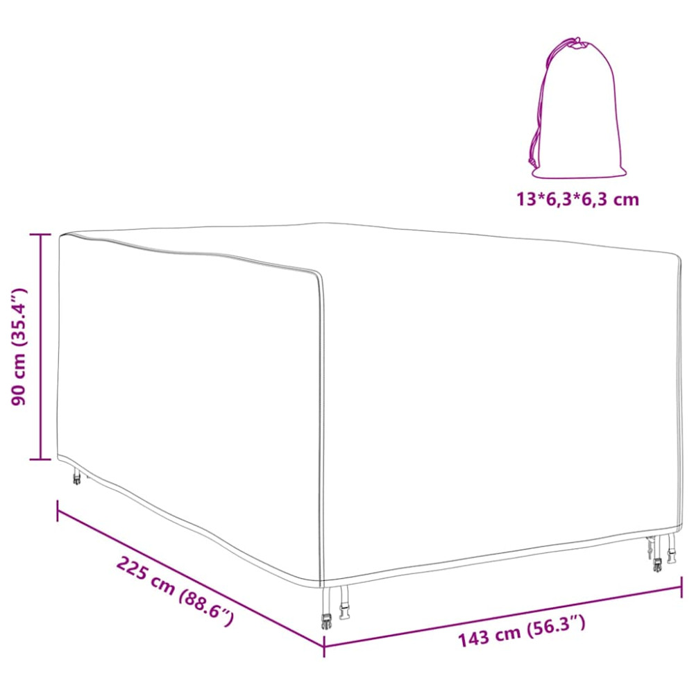 Produktbild för Möbelöverdrag Enfärgad Svart 143 x 225 x 90 cm 210D