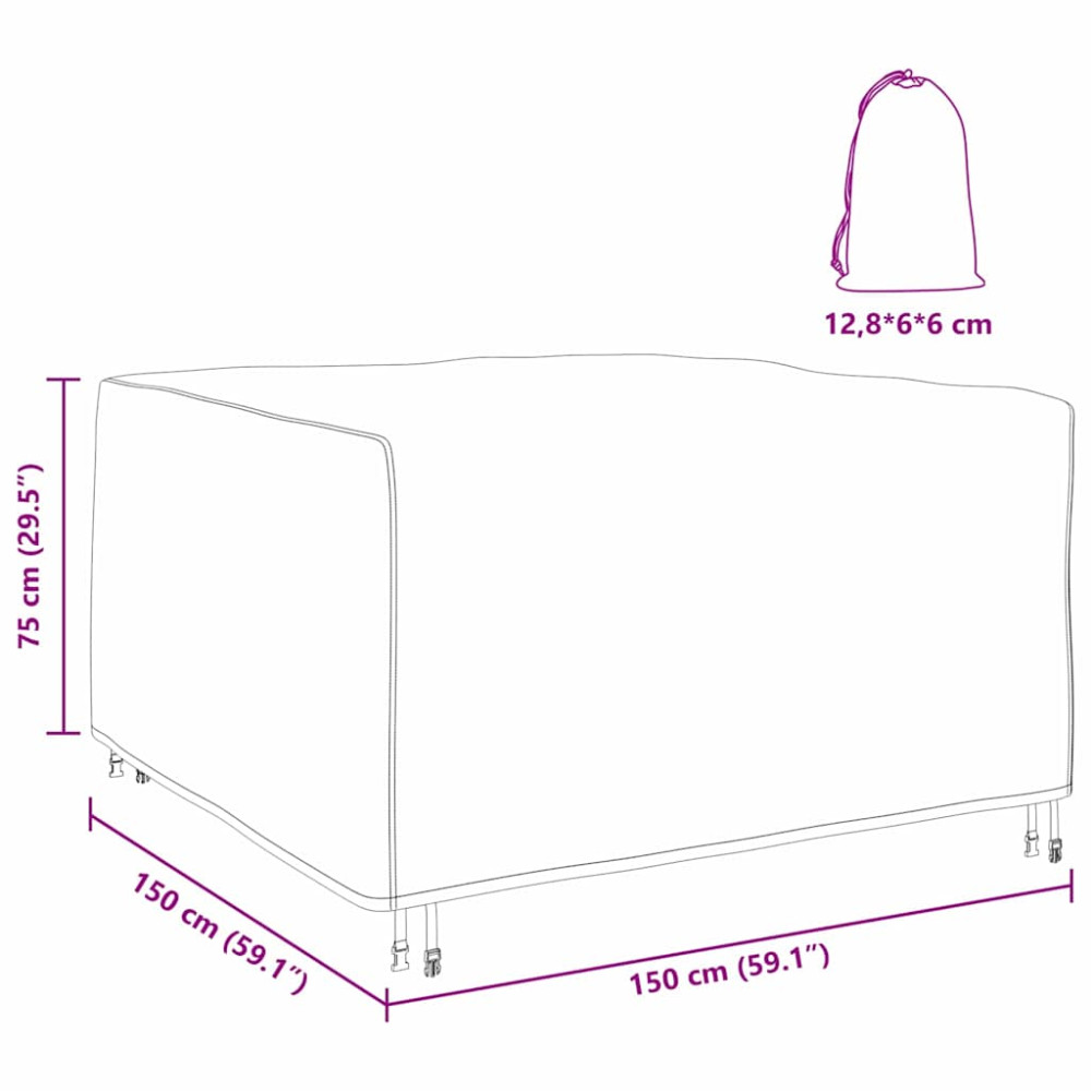 Produktbild för Möbelöverdrag Enfärgad Svart 150 x 150 x 75 cm 210D