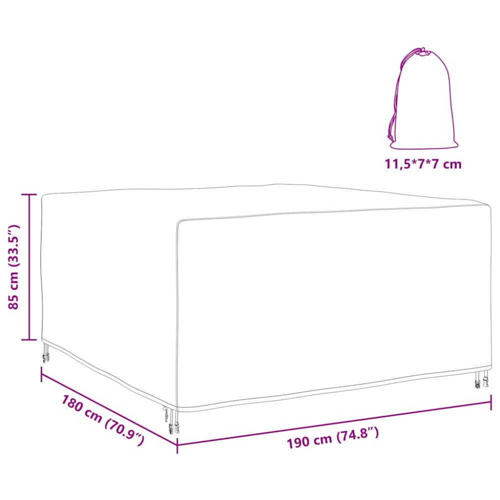Produktbild för Möbelöverdrag Enfärgad Svart 180 x 190 x 85 cm 210D