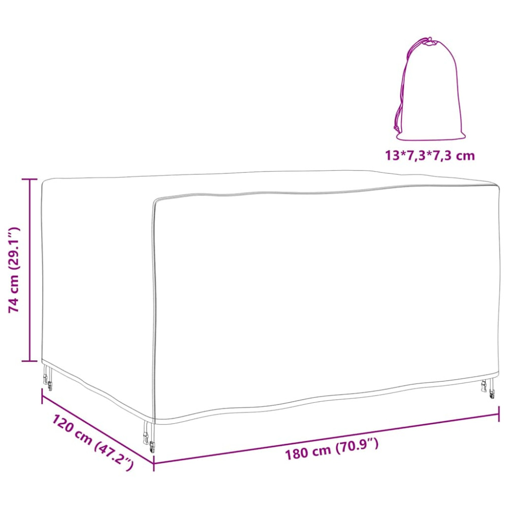 Produktbild för Möbelöverdrag Enfärgad Svart 180 x 120 x 74 cm 210D