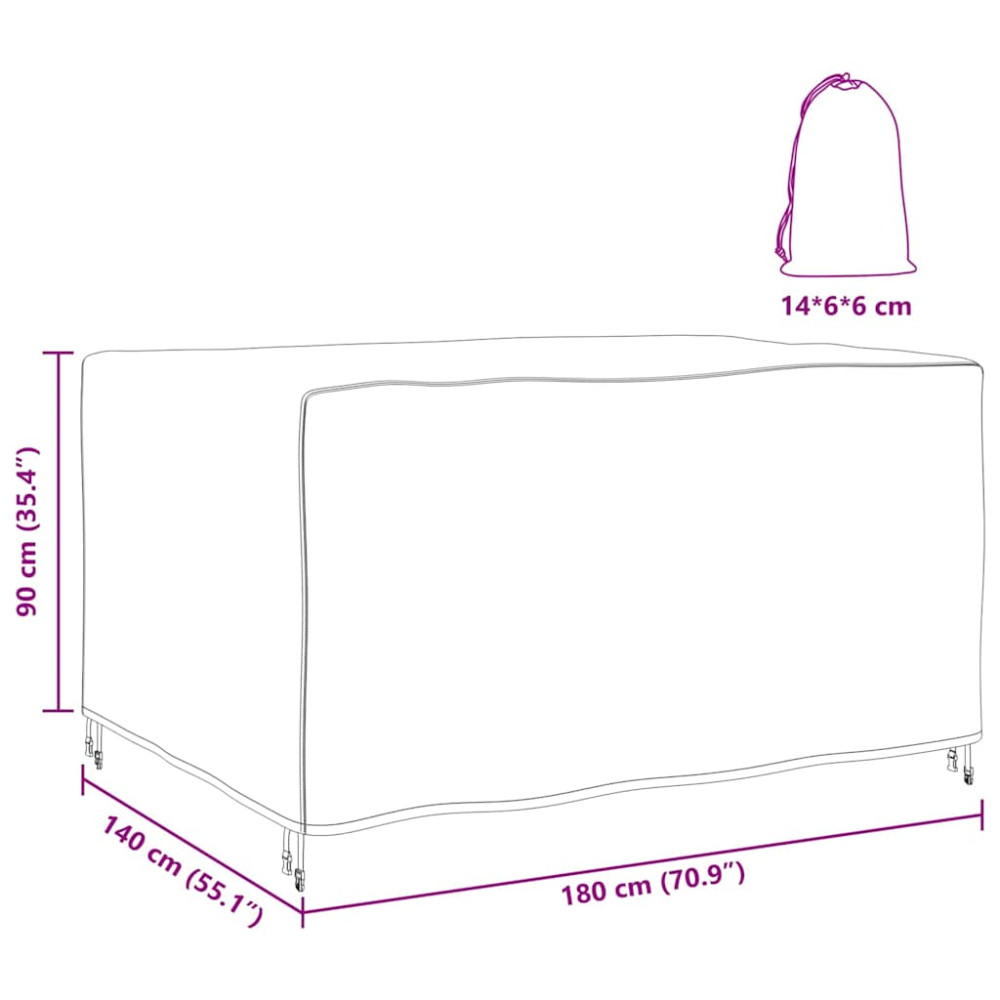 Produktbild för Möbelöverdrag Enfärgad Svart 180 x 140 x 90 cm 210D