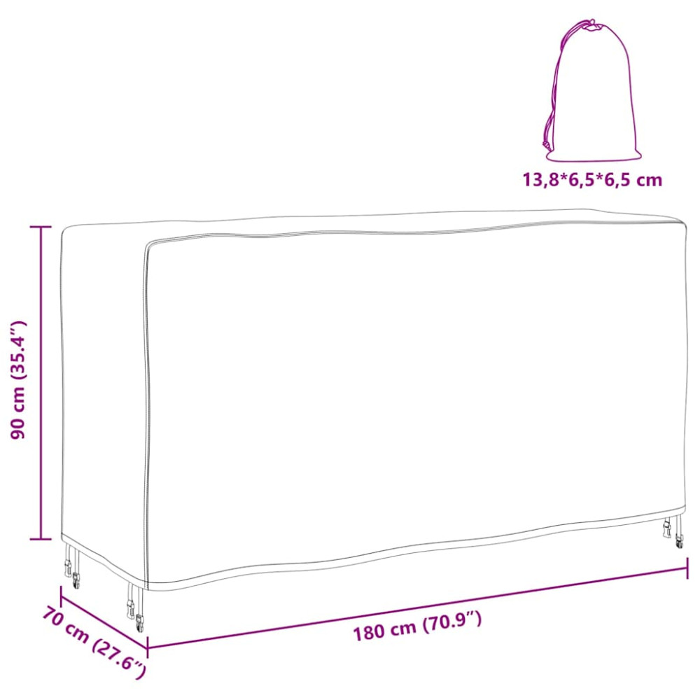 Produktbild för Möbelöverdrag Enfärgad Svart 180 x 70 x 90 cm 210D