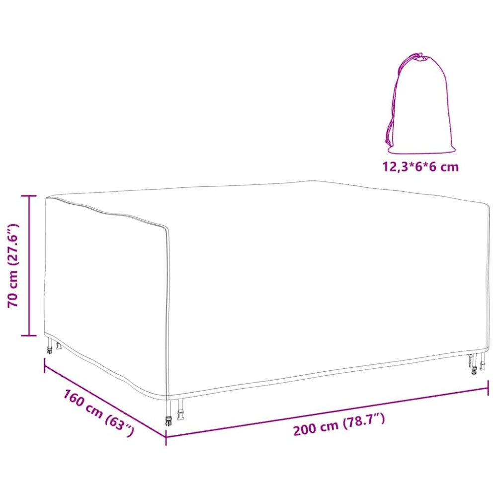 Produktbild för Möbelöverdrag Enfärgad Svart 200 x 160 x 70 cm 600D