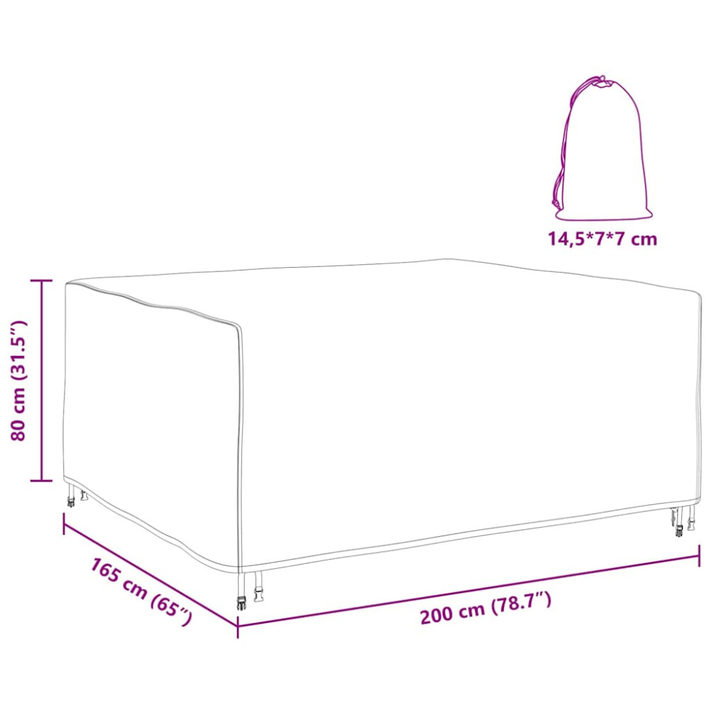 Produktbild för Möbelöverdrag Enfärgad Svart 200 x 165 x 80 cm 600D