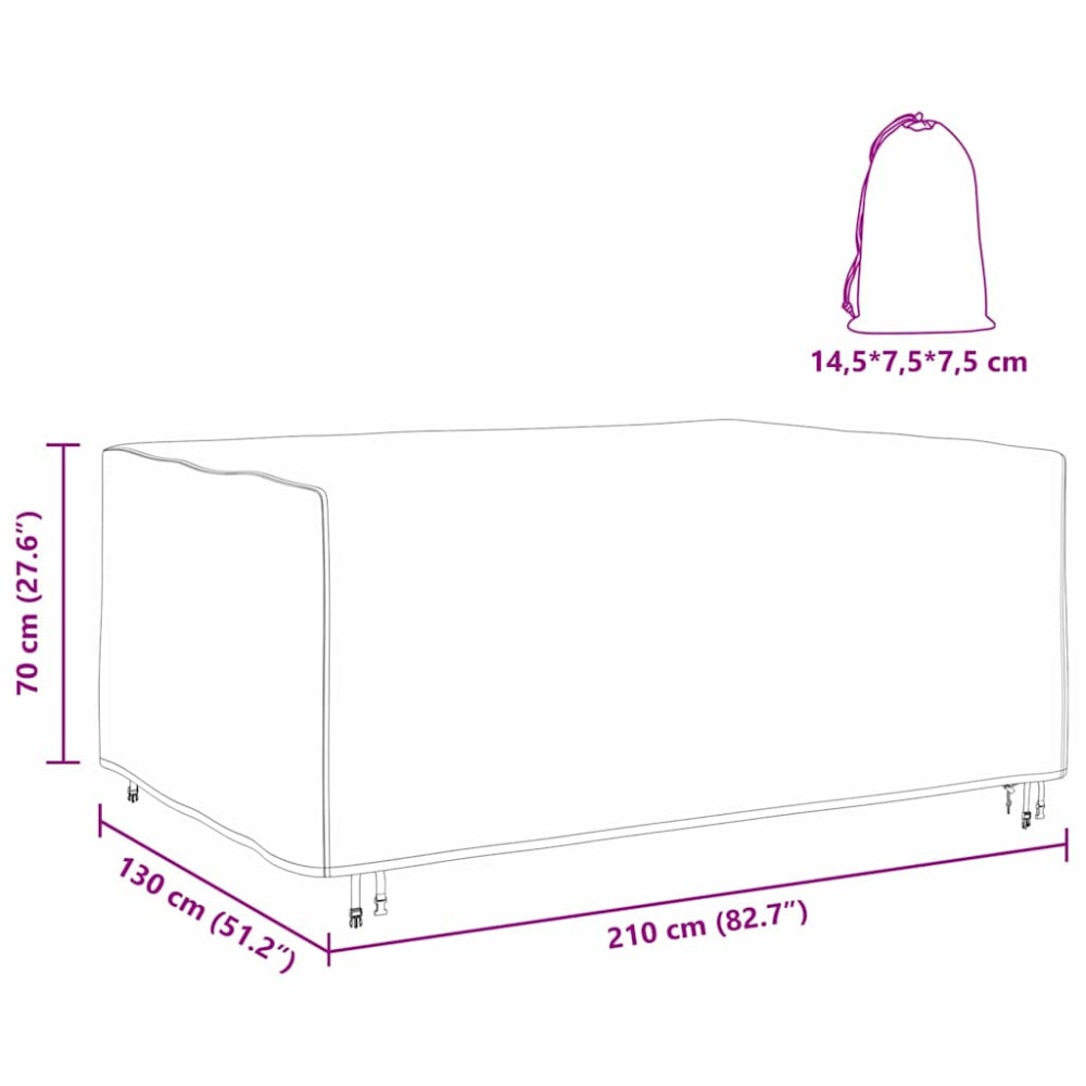 Produktbild för Möbelöverdrag Enfärgad Svart 210 x 130 x 70 cm 210D