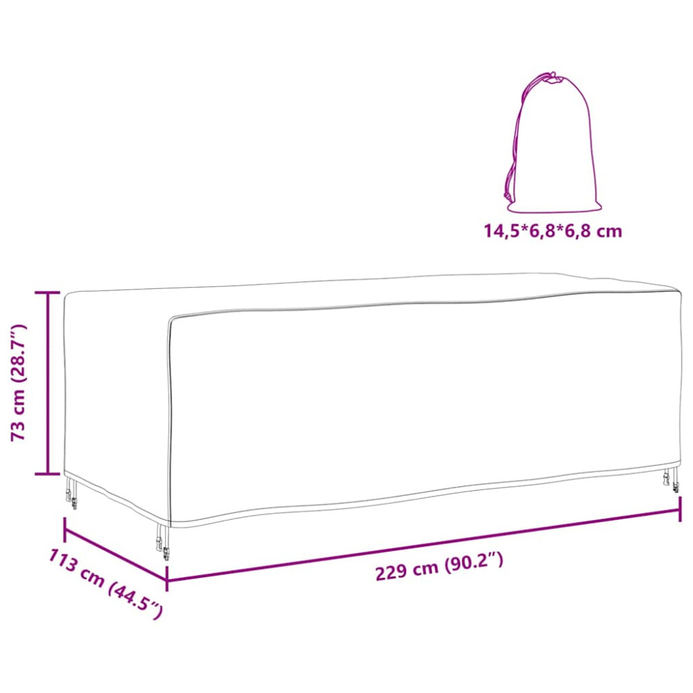 Produktbild för Möbelöverdrag Enfärgad Svart 229 x 113 x 73 cm 210D