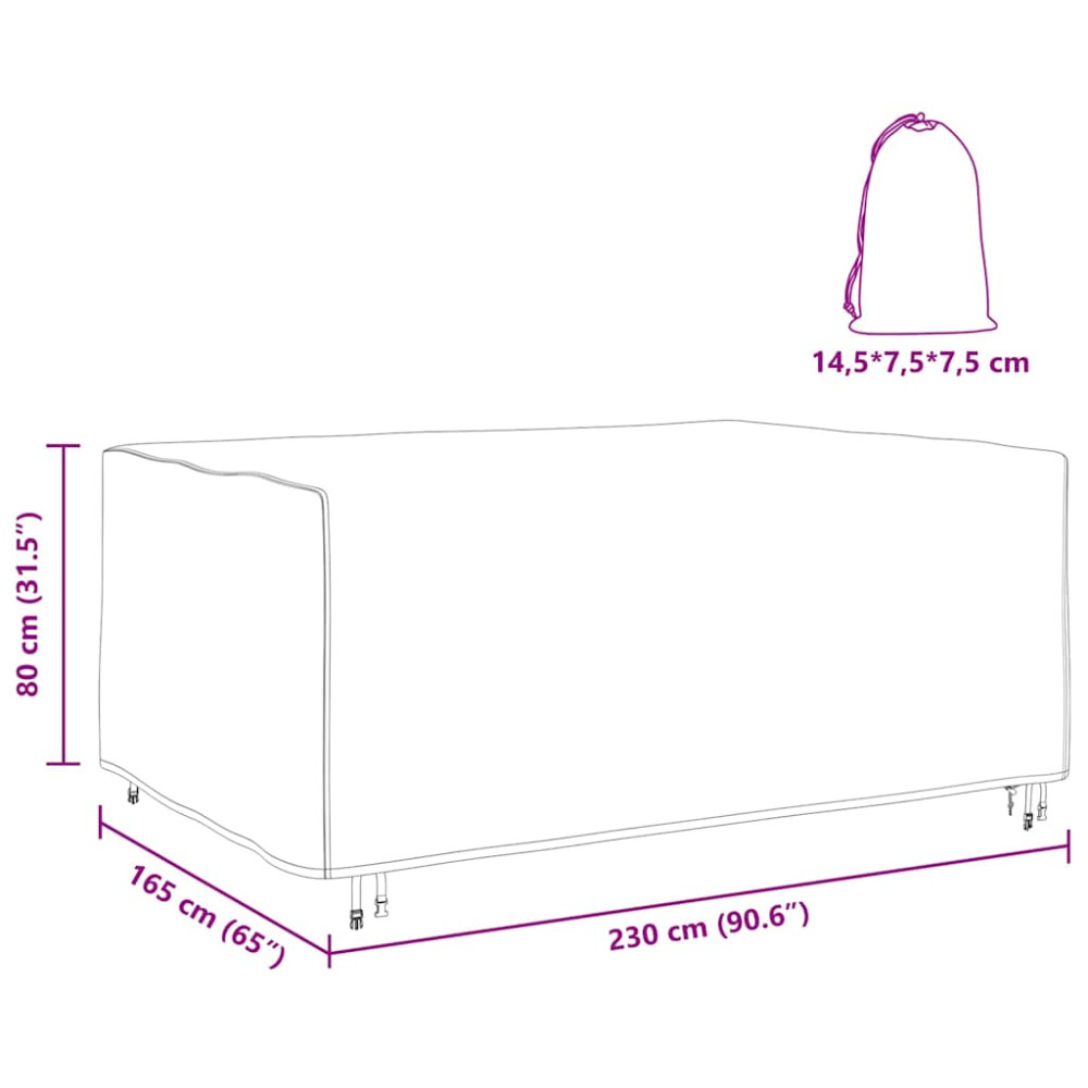 Produktbild för Möbelöverdrag Enfärgad Svart 230 x 165 x 80 cm 210D