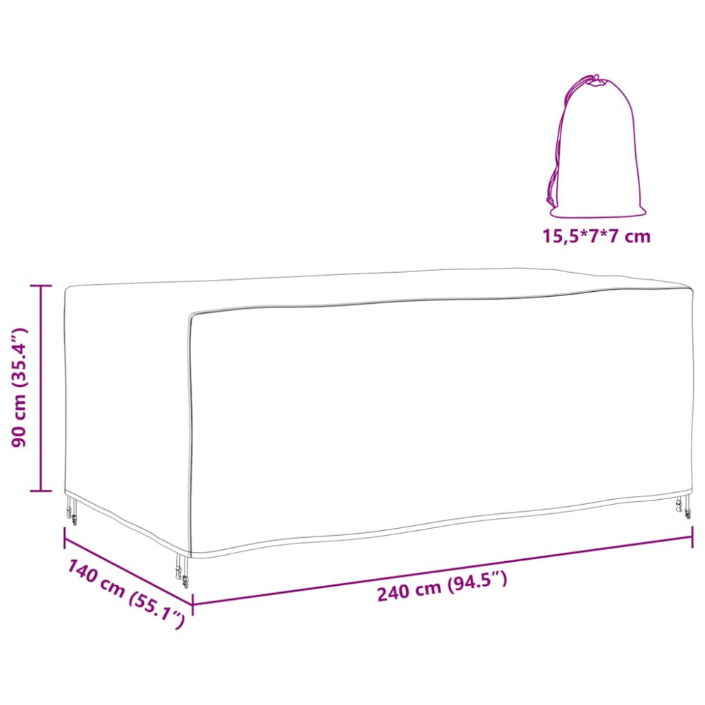 Produktbild för Möbelöverdrag Enfärgad Svart 240 x 140 x 90 cm 210D