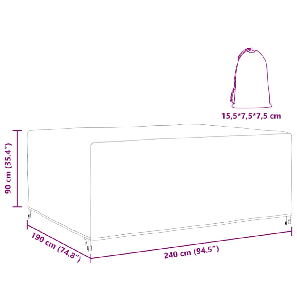 Produktbild för Möbelöverdrag Enfärgad Svart 240 x 190 x 90 cm 210D