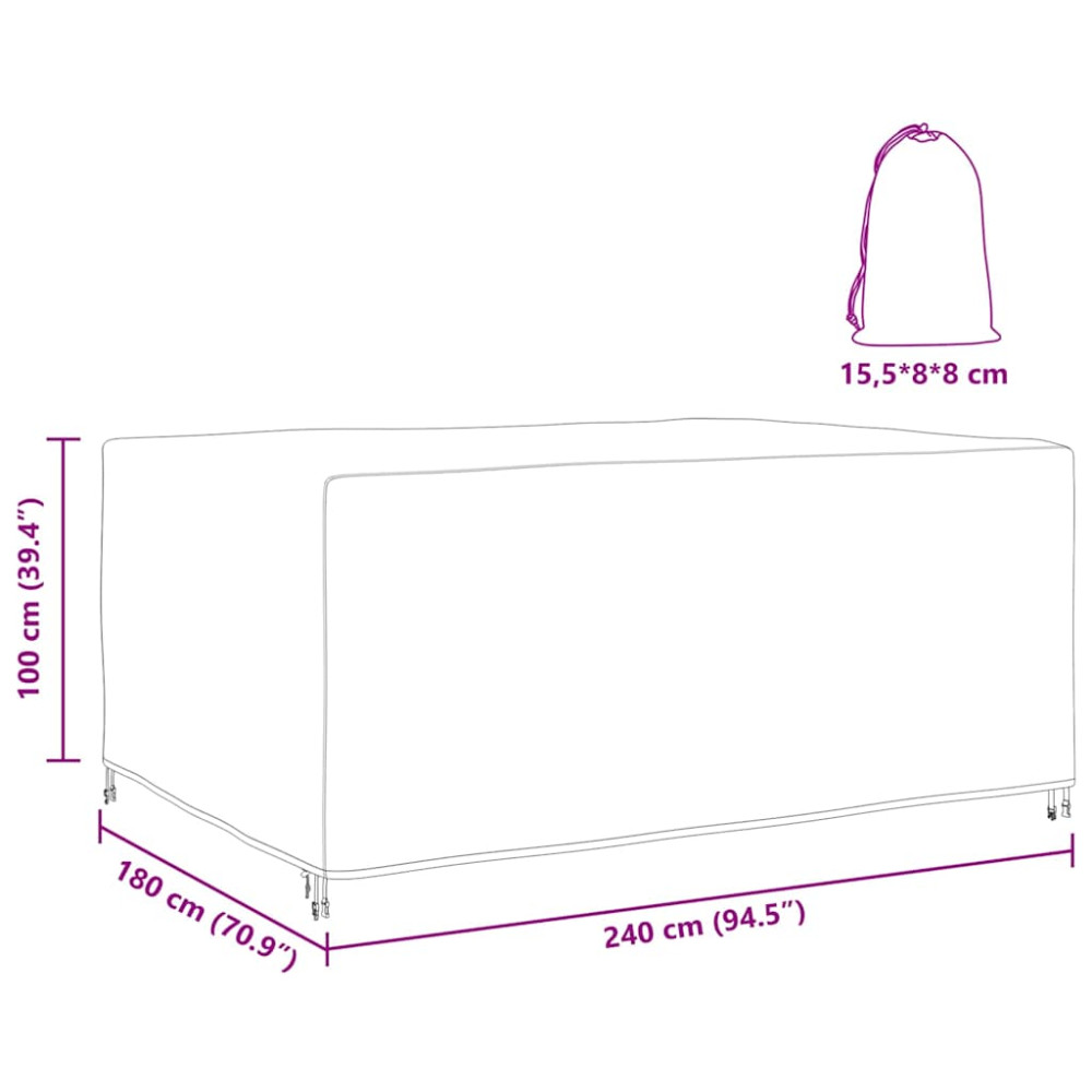 Produktbild för Möbelöverdrag Enfärgad Svart 240 x 180 x 100 cm 600D