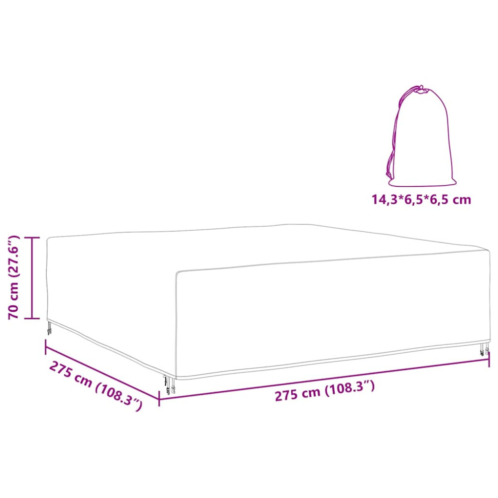Produktbild för Möbelöverdrag Enfärgad Svart 275 x 275 x 70 cm 600D