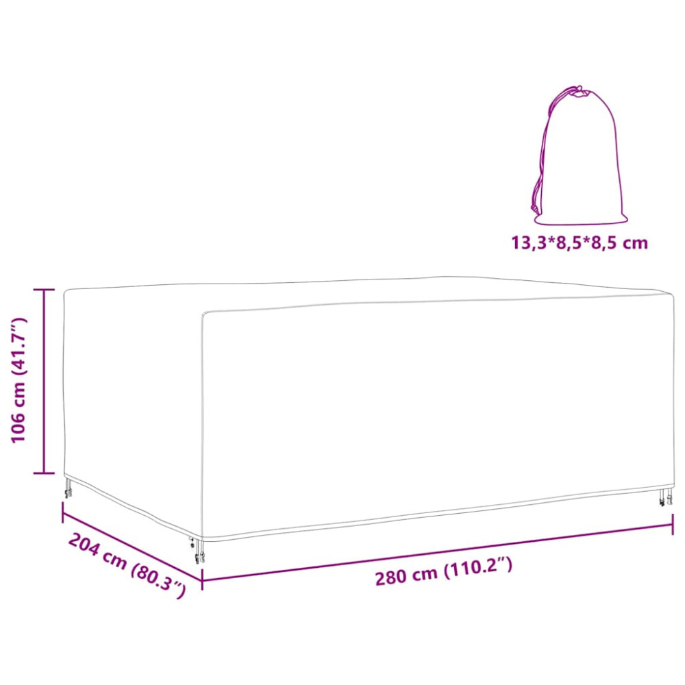 Produktbild för Möbelöverdrag Enfärgad Svart 280 x 204 x 106 cm 420D