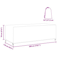 Produktbild för Möbelöverdrag Enfärgad Svart 300 x 110 x 70 cm 210D