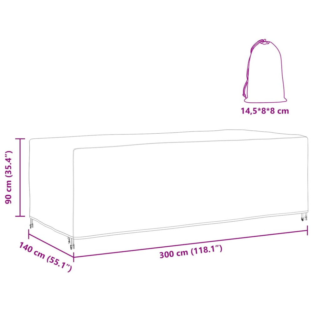 Produktbild för Möbelöverdrag Enfärgad Svart 300 x 140 x 90 cm 210D