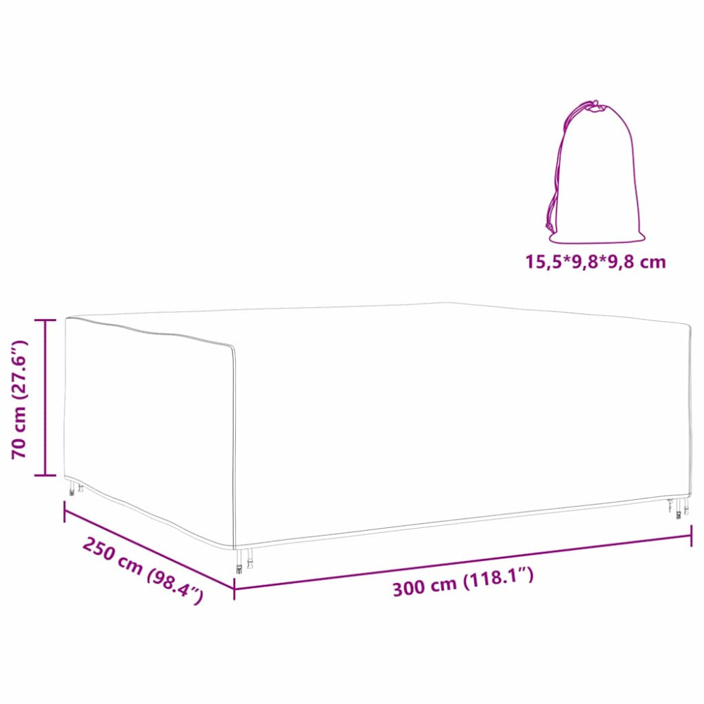 Produktbild för Möbelöverdrag Enfärgad Svart 300 x 250 x 70 cm 600D