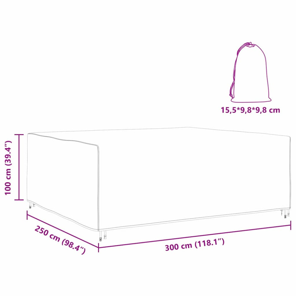 Produktbild för Möbelöverdrag Enfärgad Svart 300 x 250 x 100 cm 420D