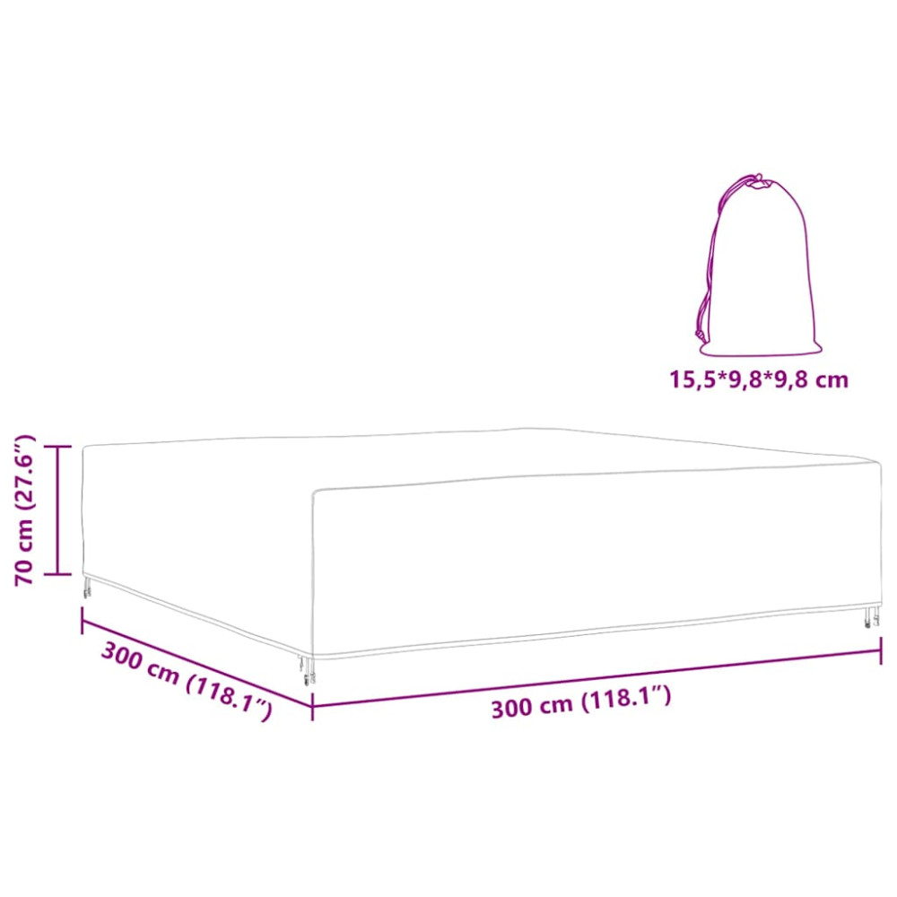 Produktbild för Möbelöverdrag Enfärgad Svart 300 x 300 x 70 cm 600D