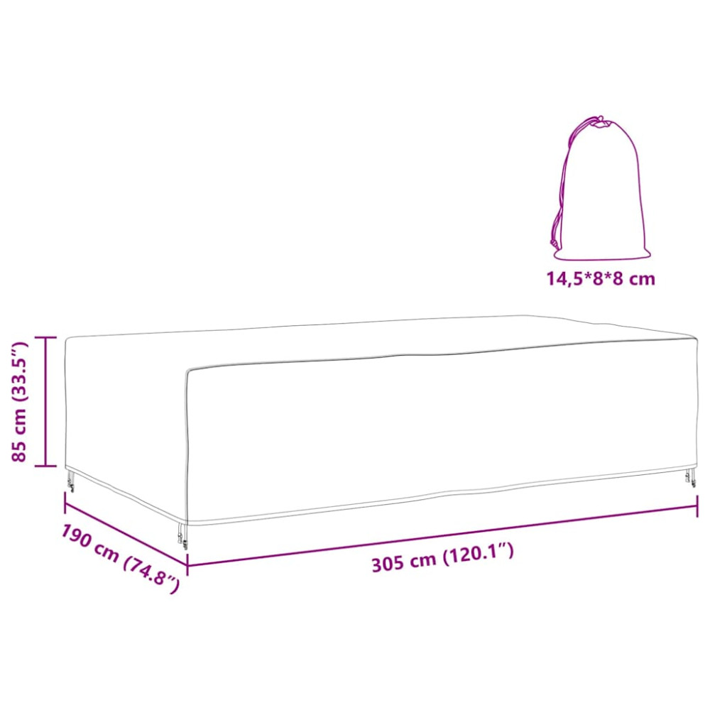 Produktbild för Möbelöverdrag Enfärgad Svart 305 x 190 x 85 cm 210D
