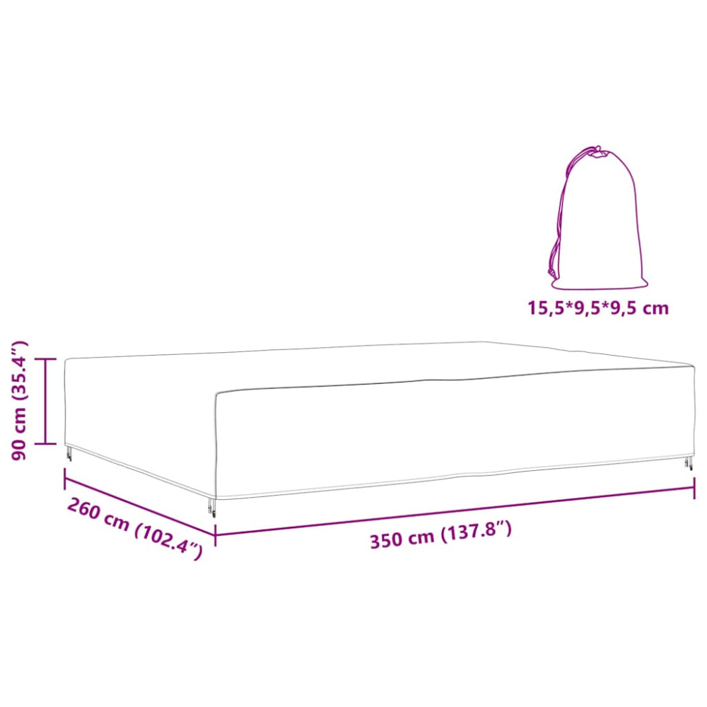 Produktbild för Möbelöverdrag Enfärgad Svart 350 x 260 x 90 cm 420D