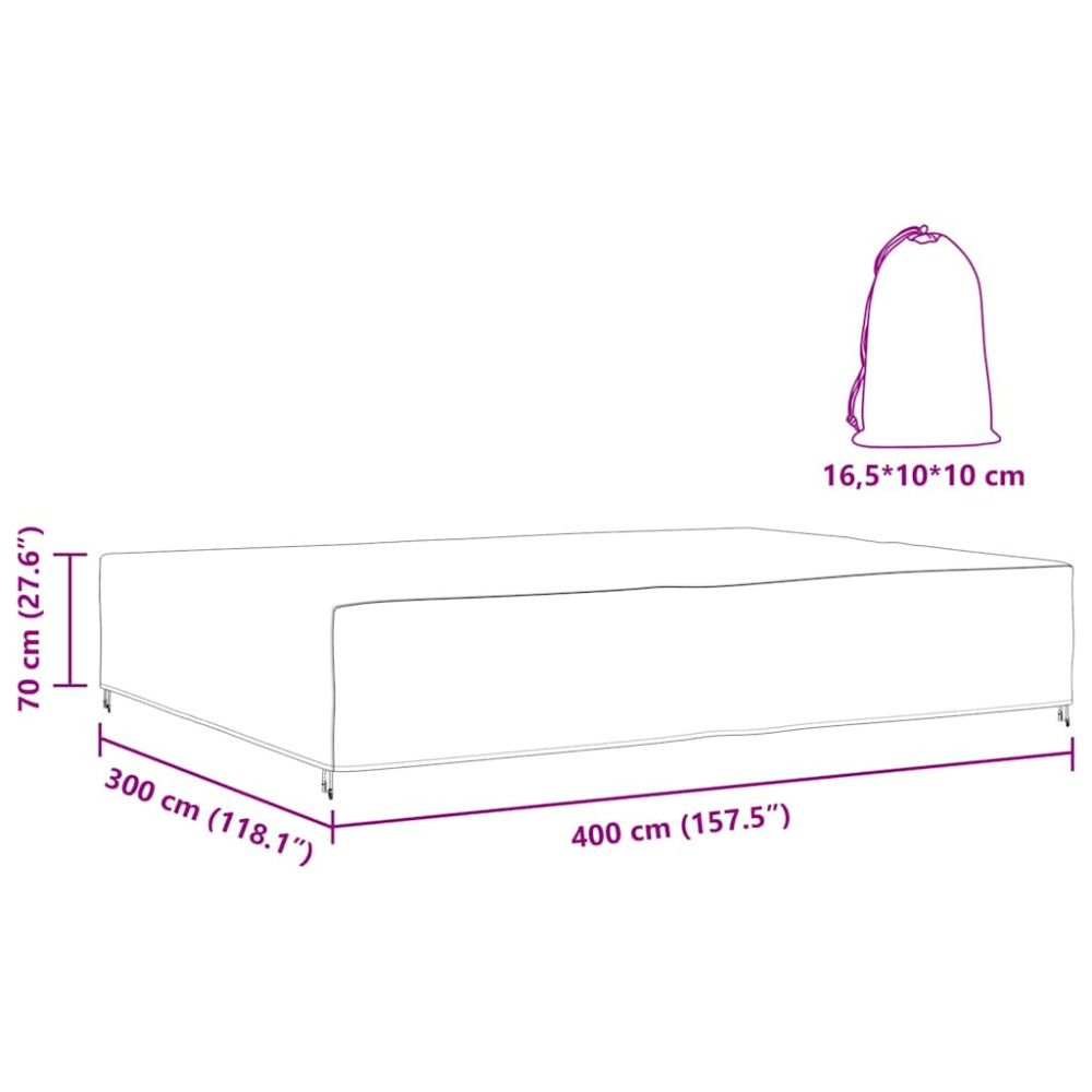 Produktbild för Möbelöverdrag Enfärgad Svart 400 x 300 x 70 cm 210D
