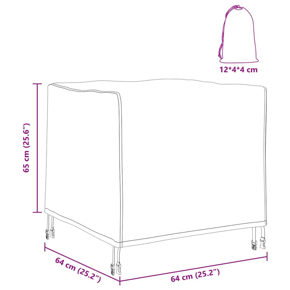 Produktbild för Möbelöverdrag Svart 64 x 64 x 65 cm 210D Oxford Tyg