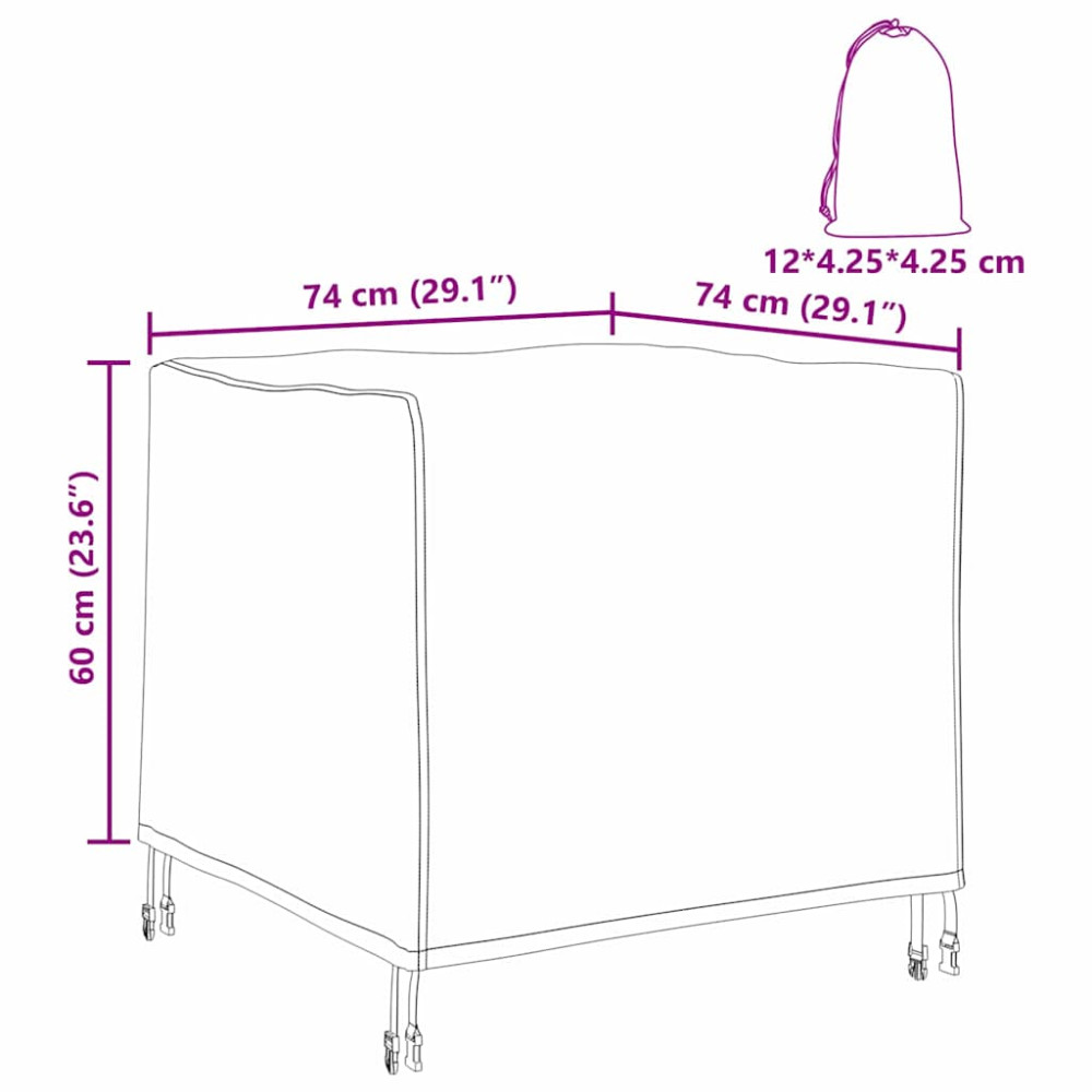 Produktbild för Möbelöverdrag Svart 74 x 74 x 60 cm 210D Oxford Tyg