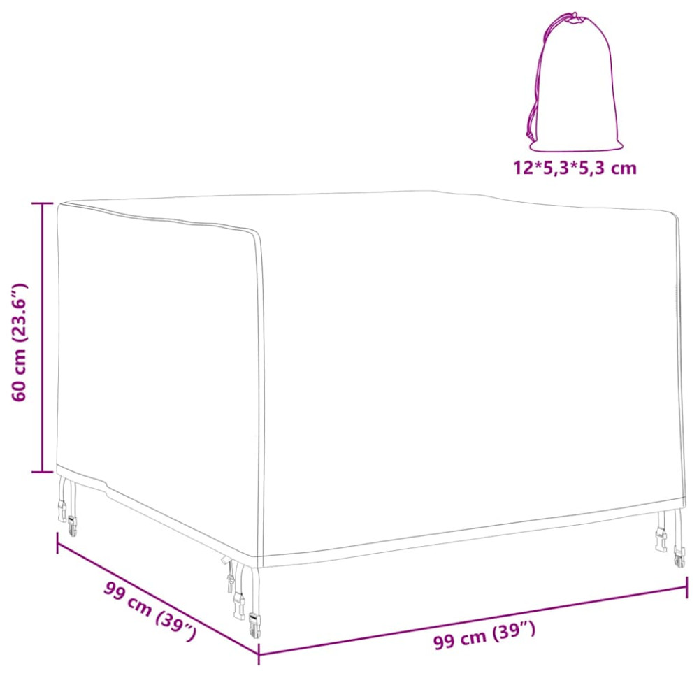 Produktbild för Möbelöverdrag Svart 99 x 99 x 60 cm 210D Oxford Tyg