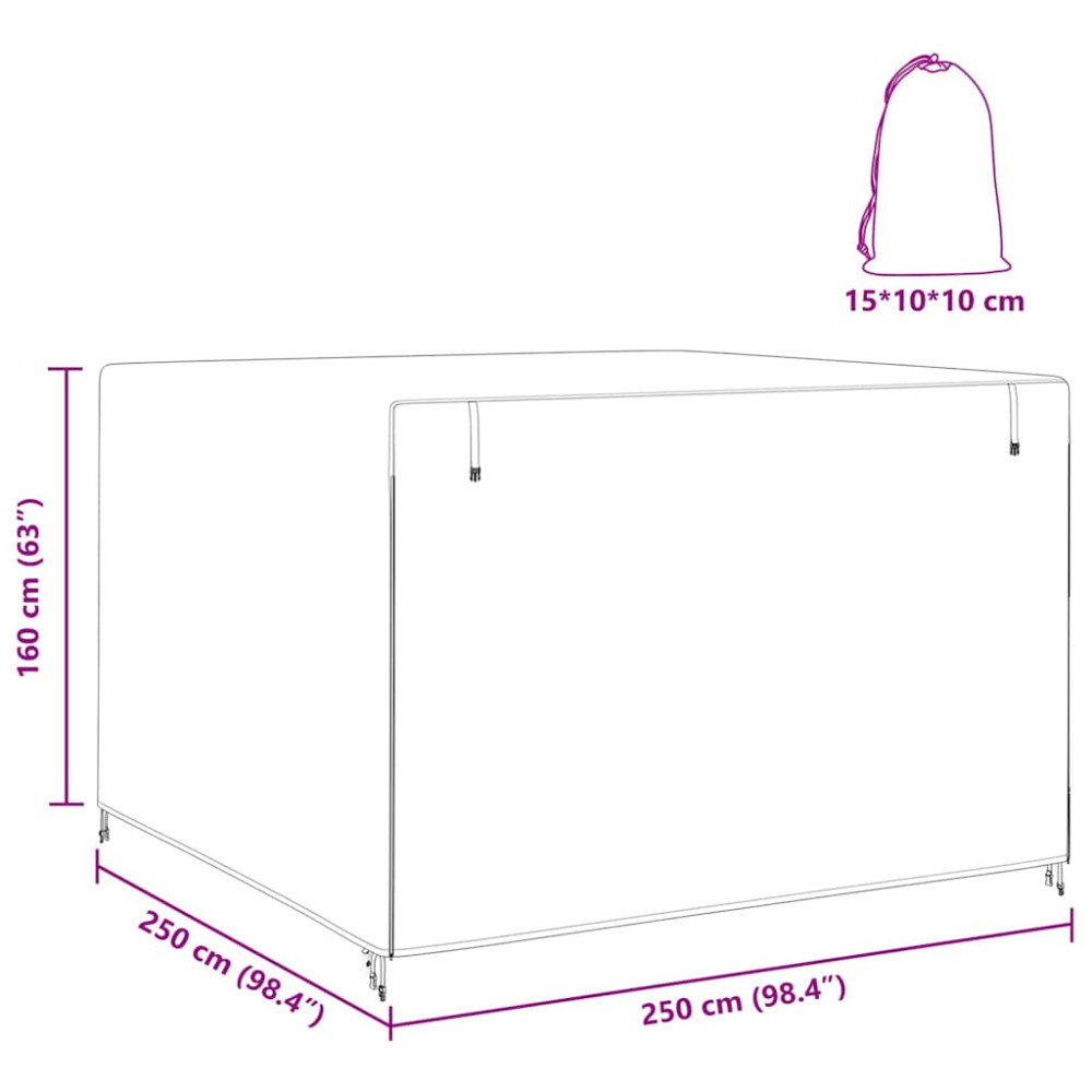 Produktbild för Skydd för utomhusgunga Svart 250 x 250 x 160 cm 600D Oxford Tyg