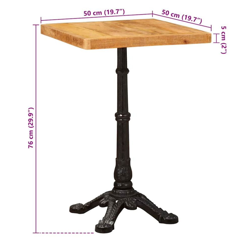 Produktbild för Bistrobord Brun 50 x 50 x 76 cm Massivt mangoträ