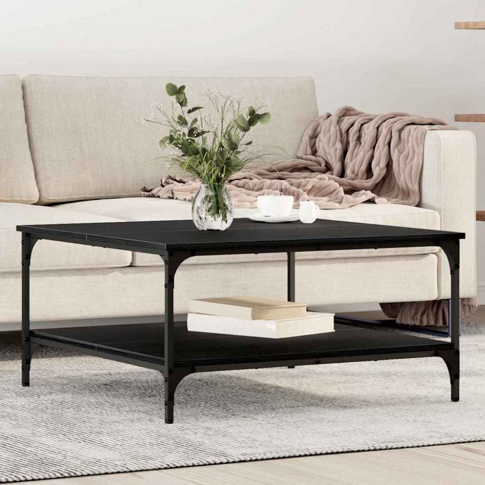 Produktbild för Kaffeebord Svart ek 80 x 80 x 40 cm Konstruerat trä