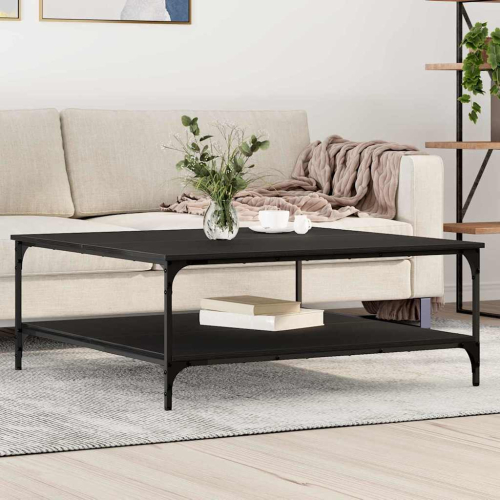 Produktbild för Kaffeebord Svart ek 100 x 100 x 40 cm Konstruerat trä