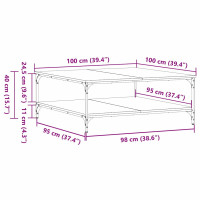 Produktbild för Kaffeebord Svart ek 100 x 100 x 40 cm Konstruerat trä