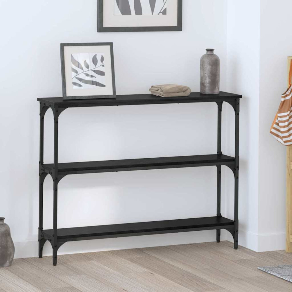 Produktbild för Konsolbord Svart ek 100 x 22,5 x 75 cm Konstruerat trä