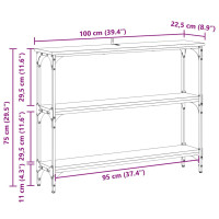 Produktbild för Konsolbord Svart ek 100 x 22,5 x 75 cm Konstruerat trä