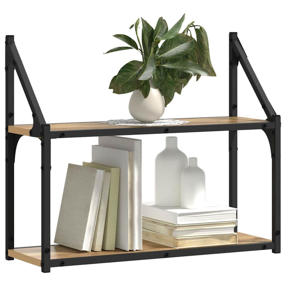 Produktbild för Vägg hylla med hylla artisan ek 60 x 21 x 51 cm Konstruerat trä