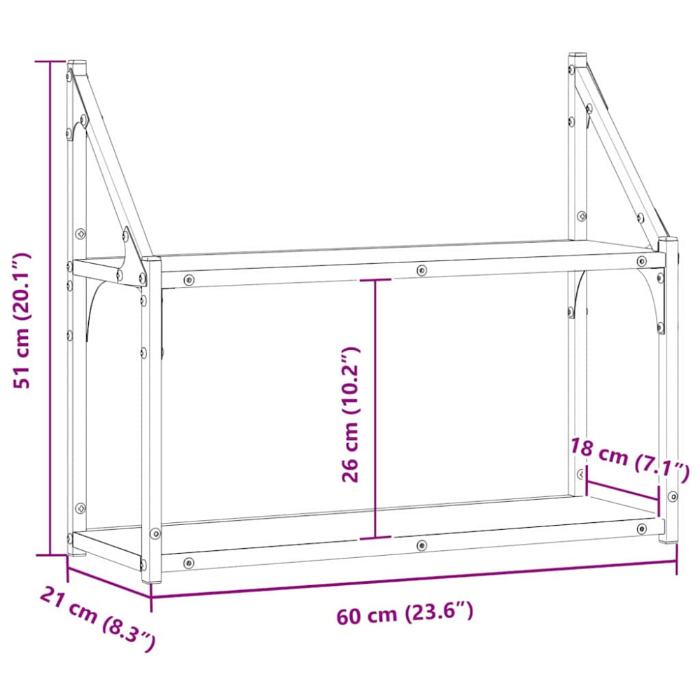 Produktbild för Vägg hylla med hylla artisan ek 60 x 21 x 51 cm Konstruerat trä