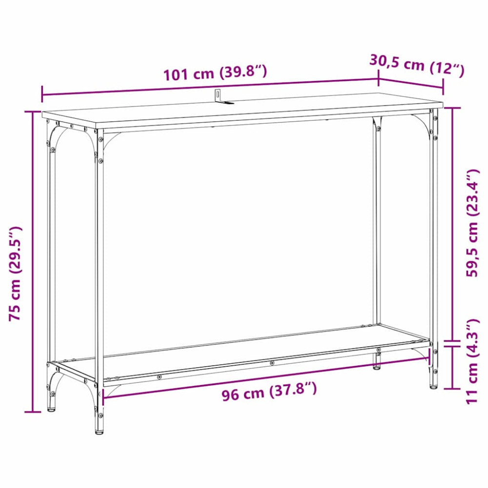Produktbild för Konsolbord Svart ek 101 x 30.5 x 75 cm Konstruerat trä