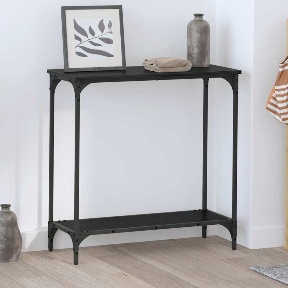 Produktbild för Konsolbord med hylla Svart ek 75 x 30.5 x 75 cm Konstruerat trä