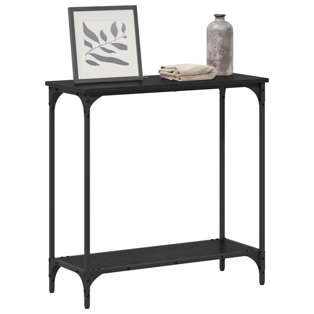 Produktbild för Konsolbord med hylla Svart ek 75 x 30.5 x 75 cm Konstruerat trä