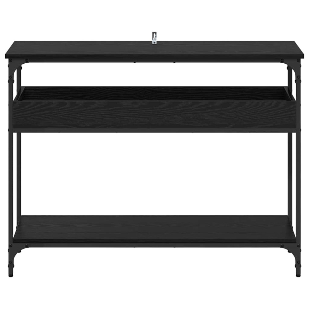 Produktbild för Konsolbord med hylla Svart ek 100 x 29 x 75 cm Konstruerat trä