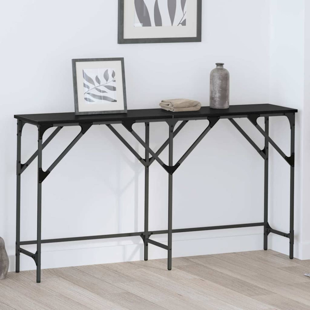 Produktbild för Konsolbord Svart Ek 140 x 29 x 75 cm Konstruerat trä