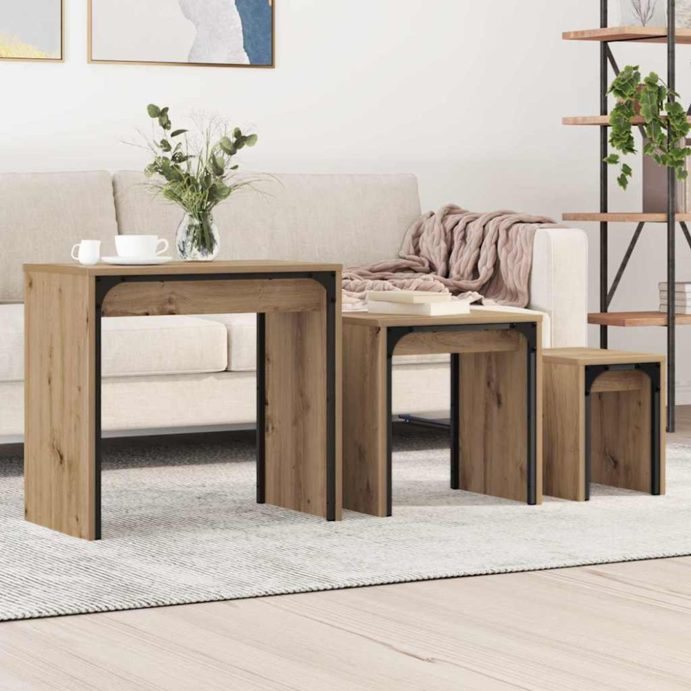 Produktbild för Kaffeebord 3 pcs Artisan Ek Konstruerat trä