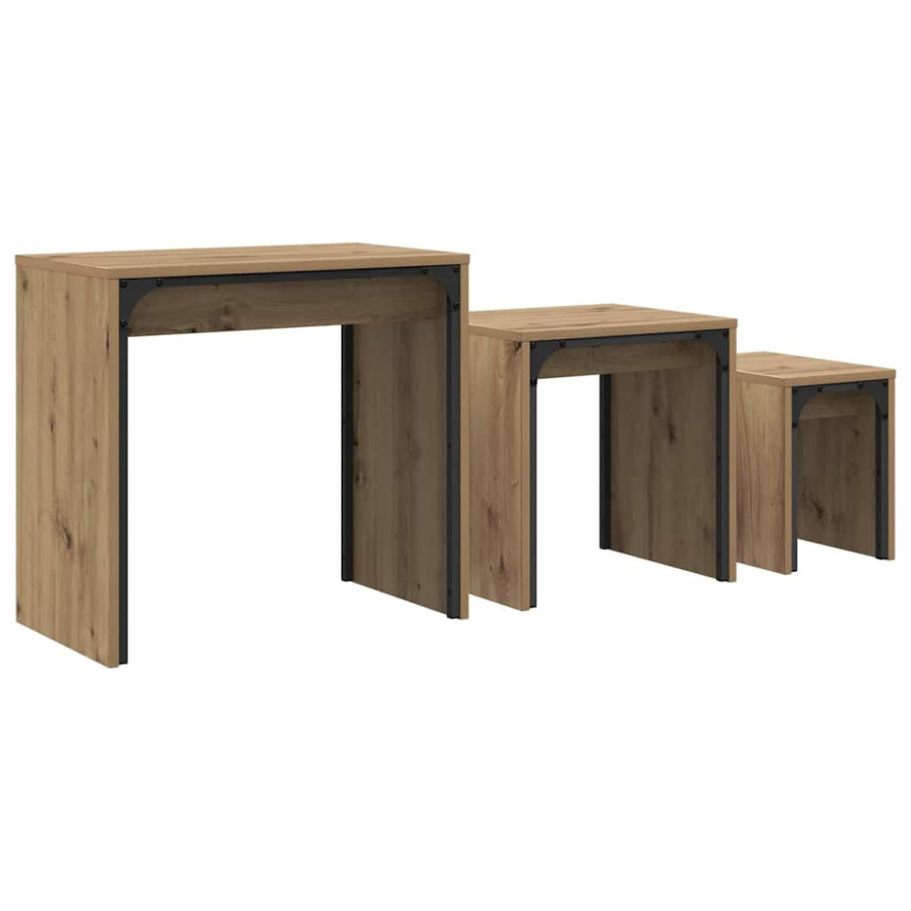 Produktbild för Kaffeebord 3 pcs Artisan Ek Konstruerat trä