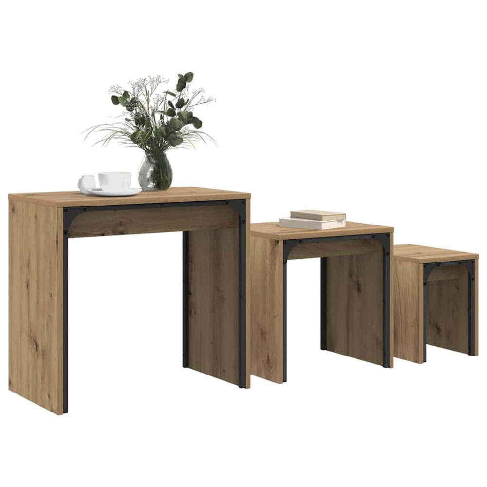 Produktbild för Kaffeebord 3 pcs Artisan Ek Konstruerat trä