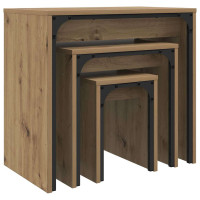 Produktbild för Kaffeebord 3 pcs Artisan Ek Konstruerat trä