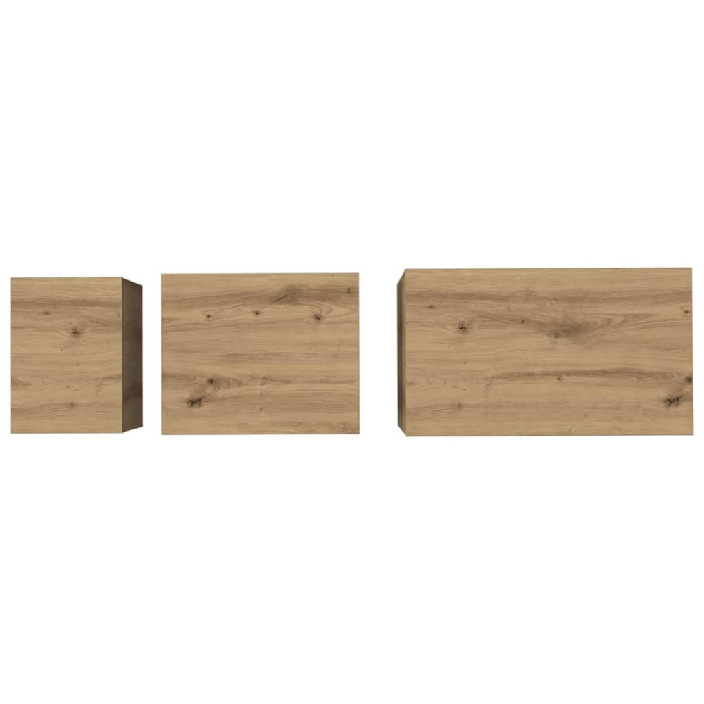 Produktbild för Kaffeebord 3 pcs Artisan Ek Konstruerat trä
