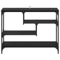 Produktbild för Konsolbord med hylla Svart Ek 100 x 30 x 75 cm Konstruerat trä