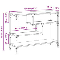 Produktbild för Konsolbord med hylla Svart Ek 100 x 30 x 75 cm Konstruerat trä
