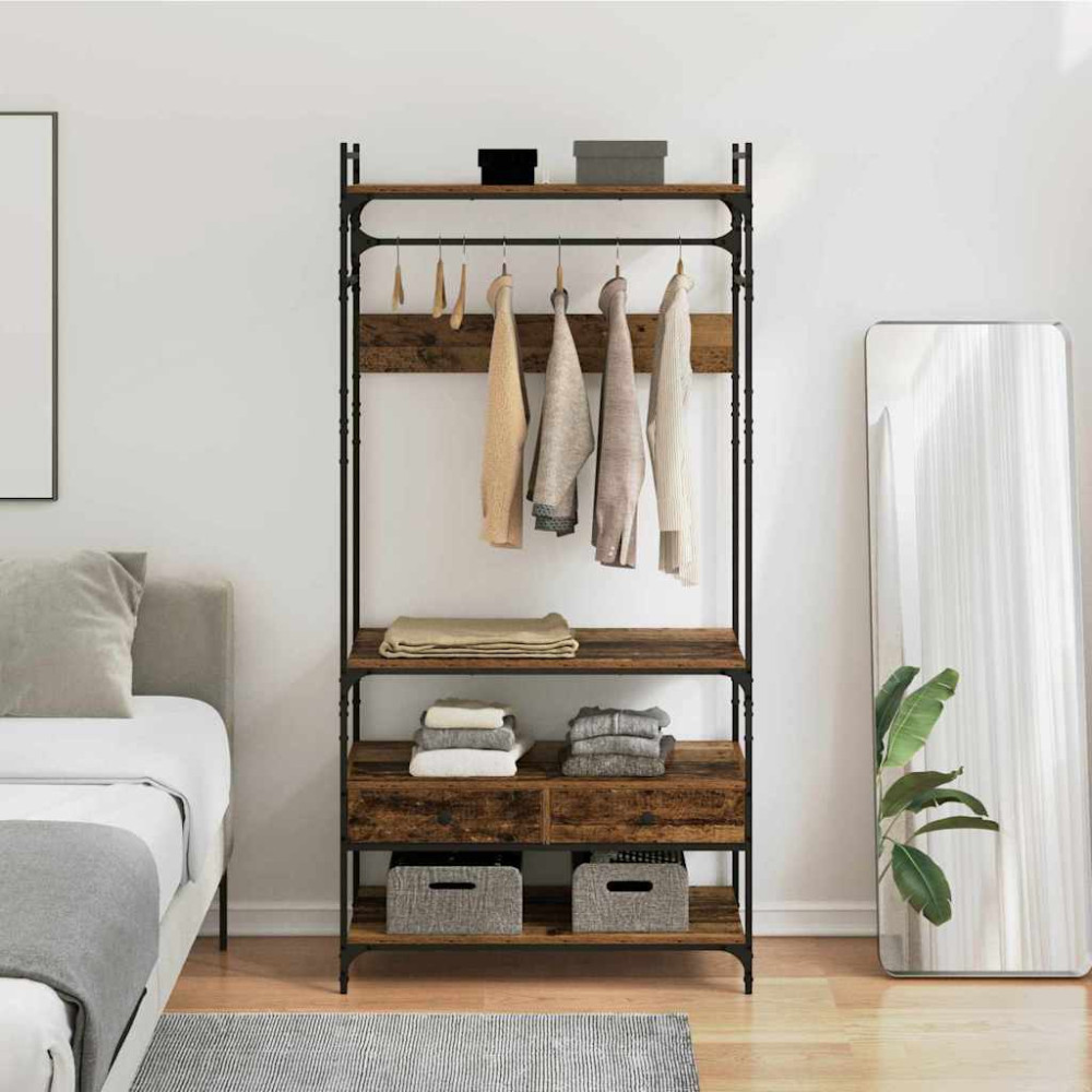Produktbild för Garderob Gammalt trä 89 x 39 x 184.5 cm Konstruerat trä