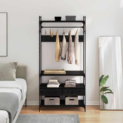 vidaXL Garderob med låda Svart ek 89 x 39 x 184.5 cm Konstruerat trä